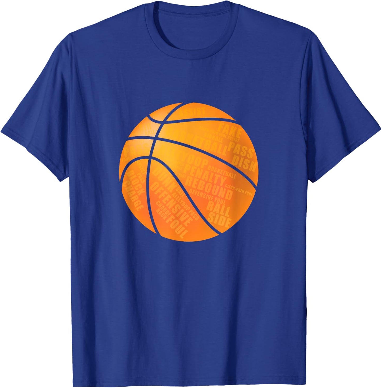 Basketball T Shirt With Basketball Terms On Them T-Shirt - T-Shirt | Royal