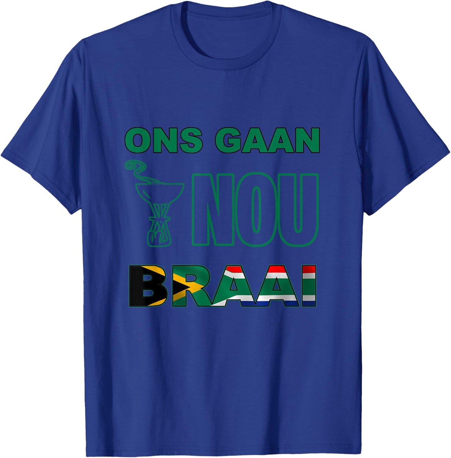Funny South African braai shirt. Rugby fan SA flag T-Shirt - T-Shirt | Royal