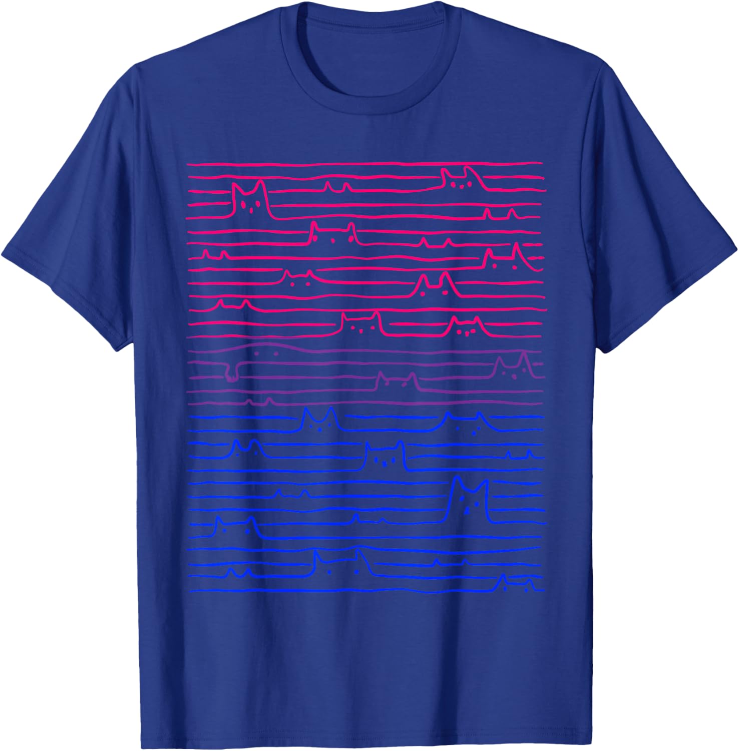 LGBT Bisexual Pride Flag Apparel Bi Pride Cat Line Flagge Bisexuell Damen Schwarz U-Ausschnitt Halbarm Klein EU 3ffd51ca-d0ed-4e35-9313-7170d928566c T-Shirt - T-Shirt | Royal