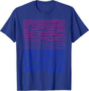 LGBT Bisexual Pride Flag Apparel Bi Pride Cat Line Flagge Bisexuell Damen Schwarz U-Ausschnitt Halbarm Klein EU 3ffd51ca-d0ed-4e35-9313-7170d928566c T-Shirt - T-Shirt | Royal