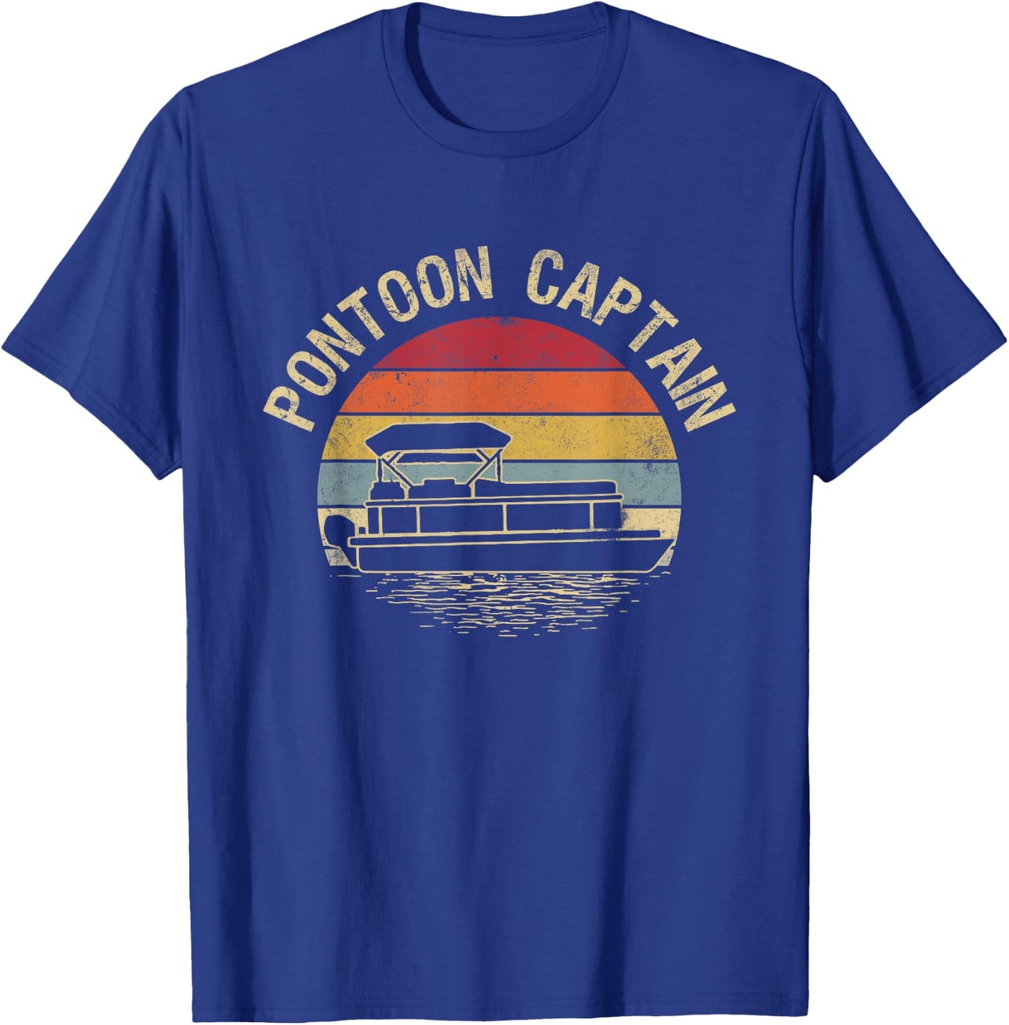 Vintage Pontoon Captain Sunset Funny Pontoon Boat Owner T-Shirt - T-Shirt | Royal
