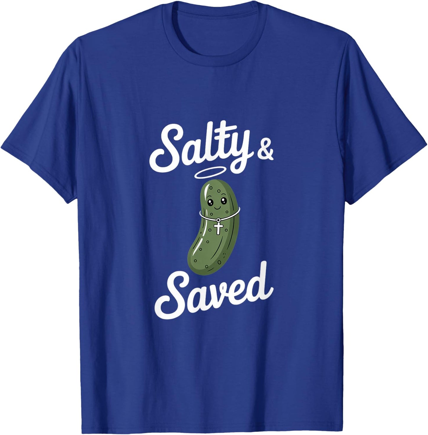 Salty and Saved Funny Christian Pickle Faith T-Shirt - T-Shirt | Royal