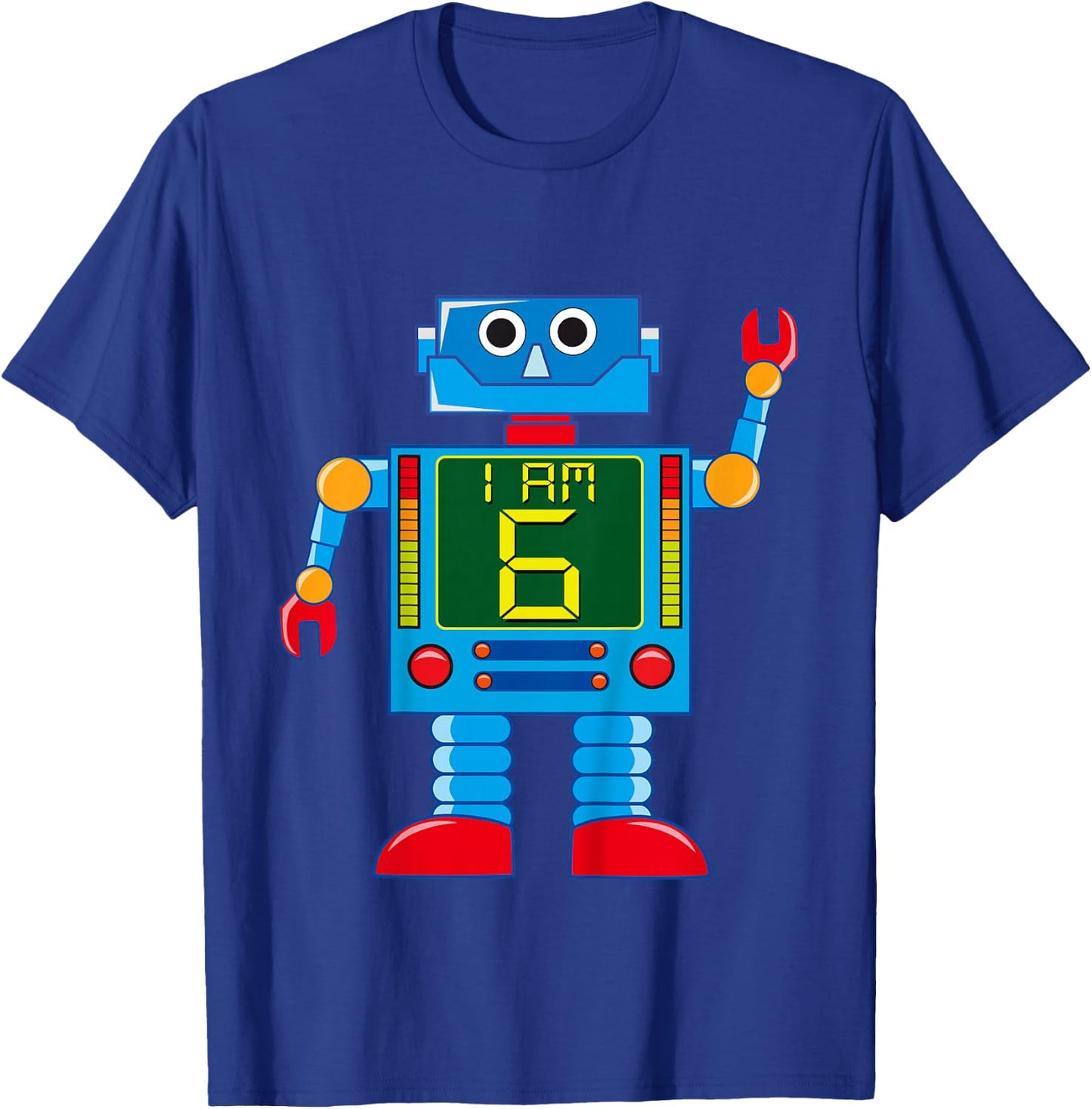 Attention. I am 6 years 6th birthday robot mechanics T-Shirt - T-Shirt | Royal