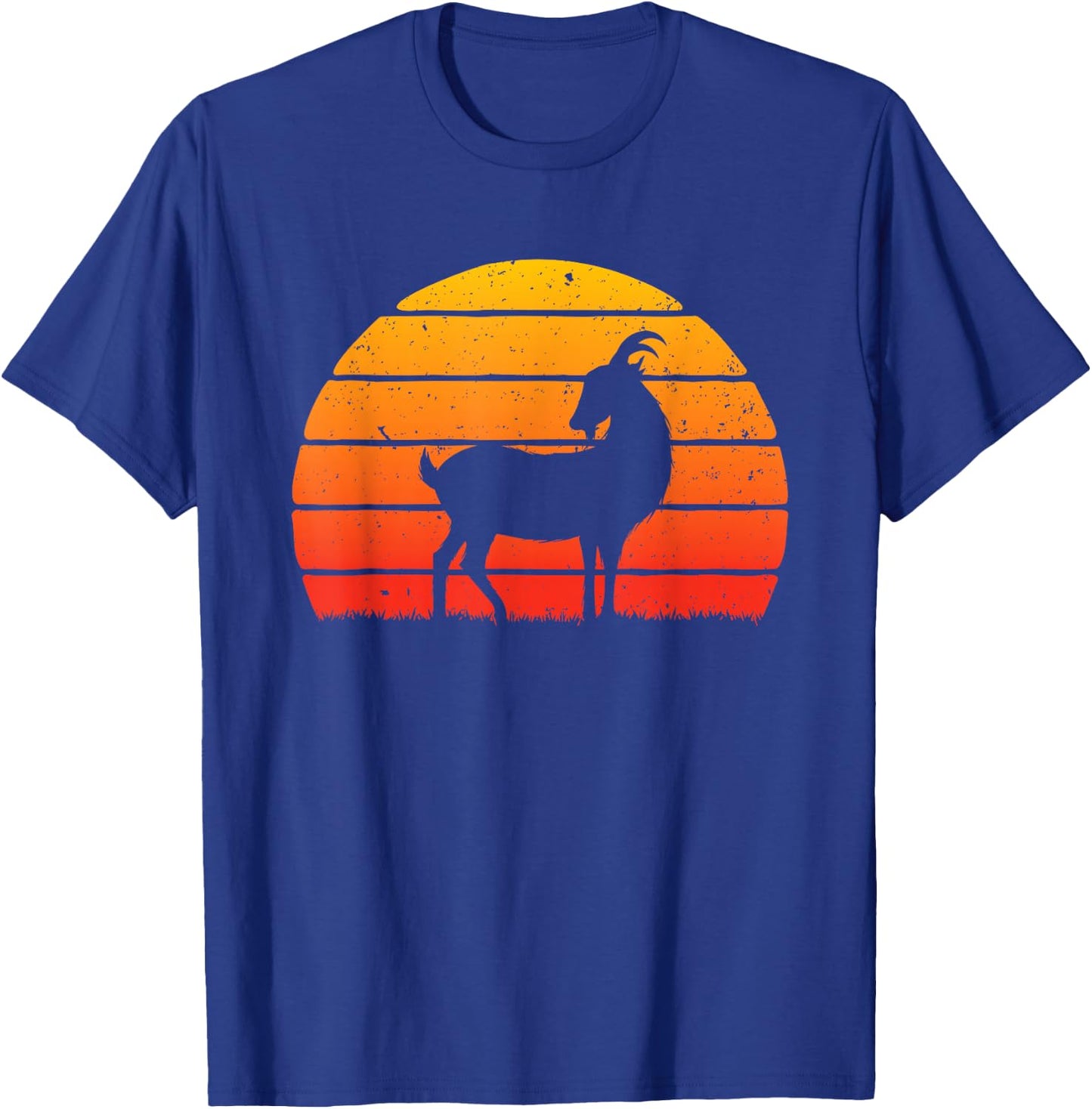 Retro Sunset Goat - Farm Animal Lover Farming Farm Rancher T-Shirt - T-Shirt | Royal