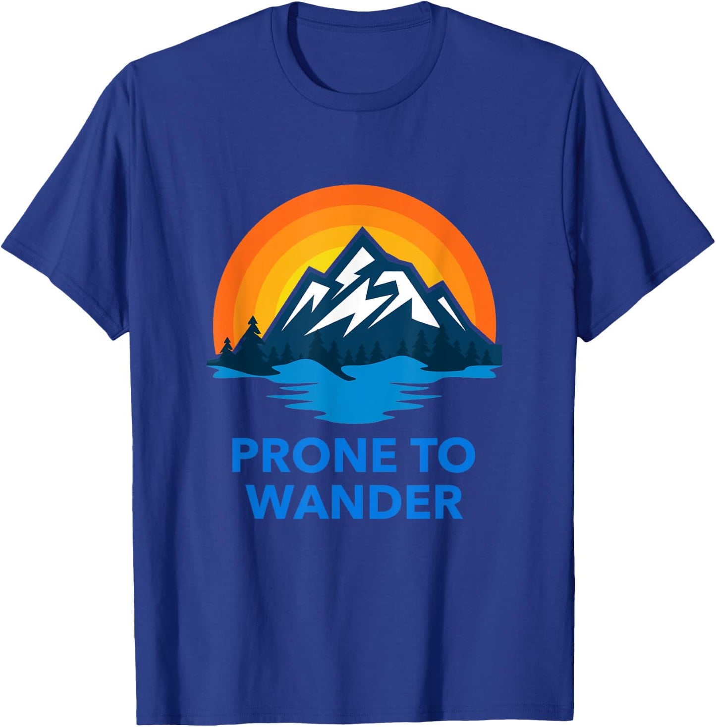 Prone To Wander Shirt Travel Hiking Camping Retro Sunset T-Shirt - T-Shirt | Royal