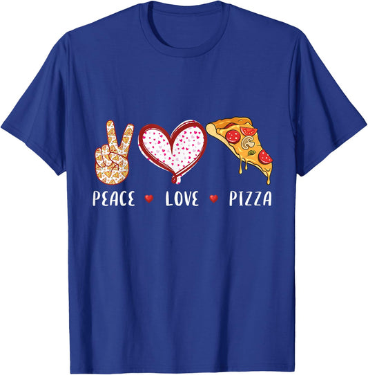 Peace Love Pizza Lovers Gifts Women Kids Boys Girls T-Shirt - T-Shirt | Royal