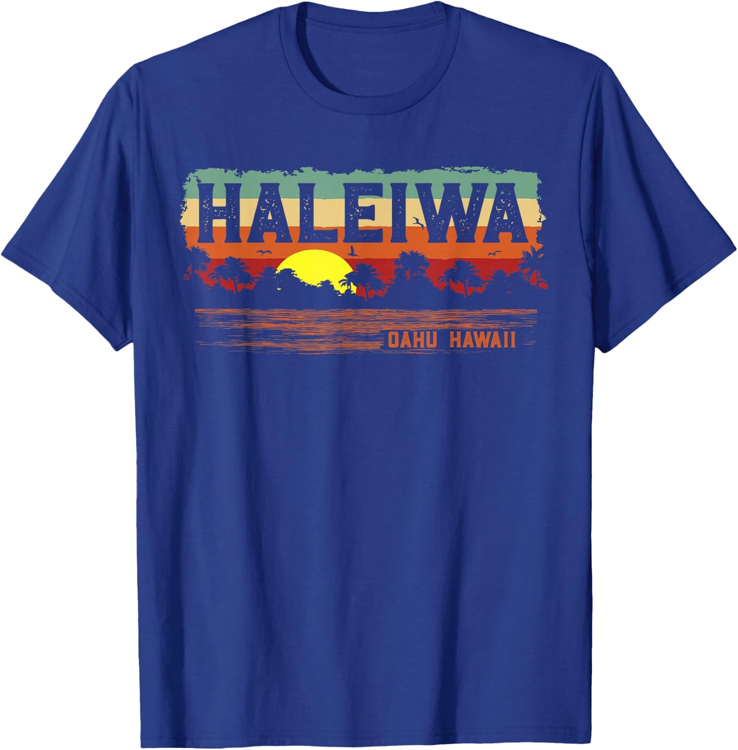 Tropical Vintage Haleiwa North Shore Oahu Hawaii T-Shirt - T-Shirt | Royal