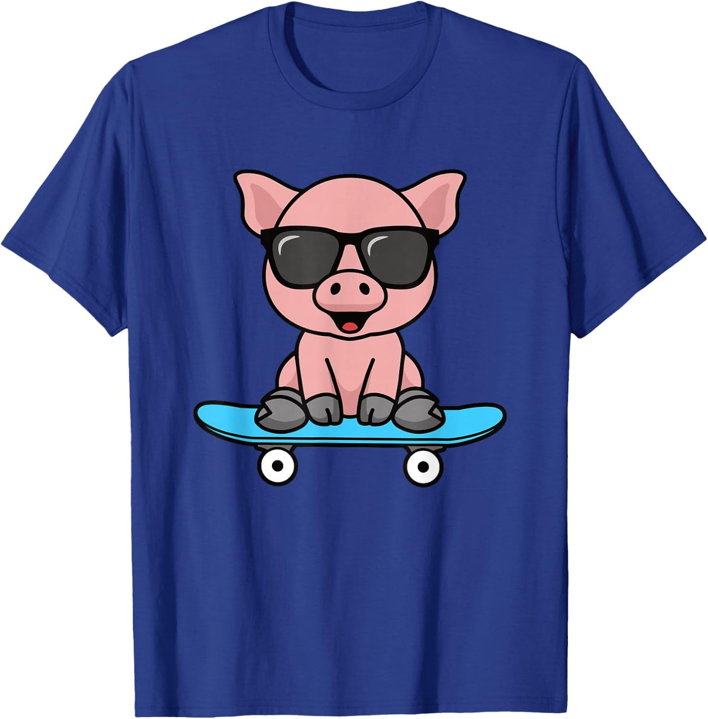 Funny Pig Skateboard Cool Piglet Lover Men Boys Kids T-Shirt - T-Shirt | Royal