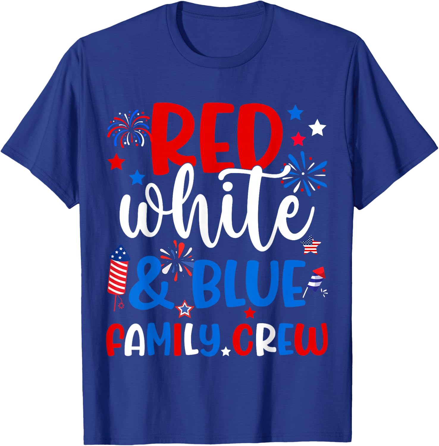 Retro Red White And Blue Family Crew Patriotic 4th Of July T-Shirt - T-Shirt | Royal