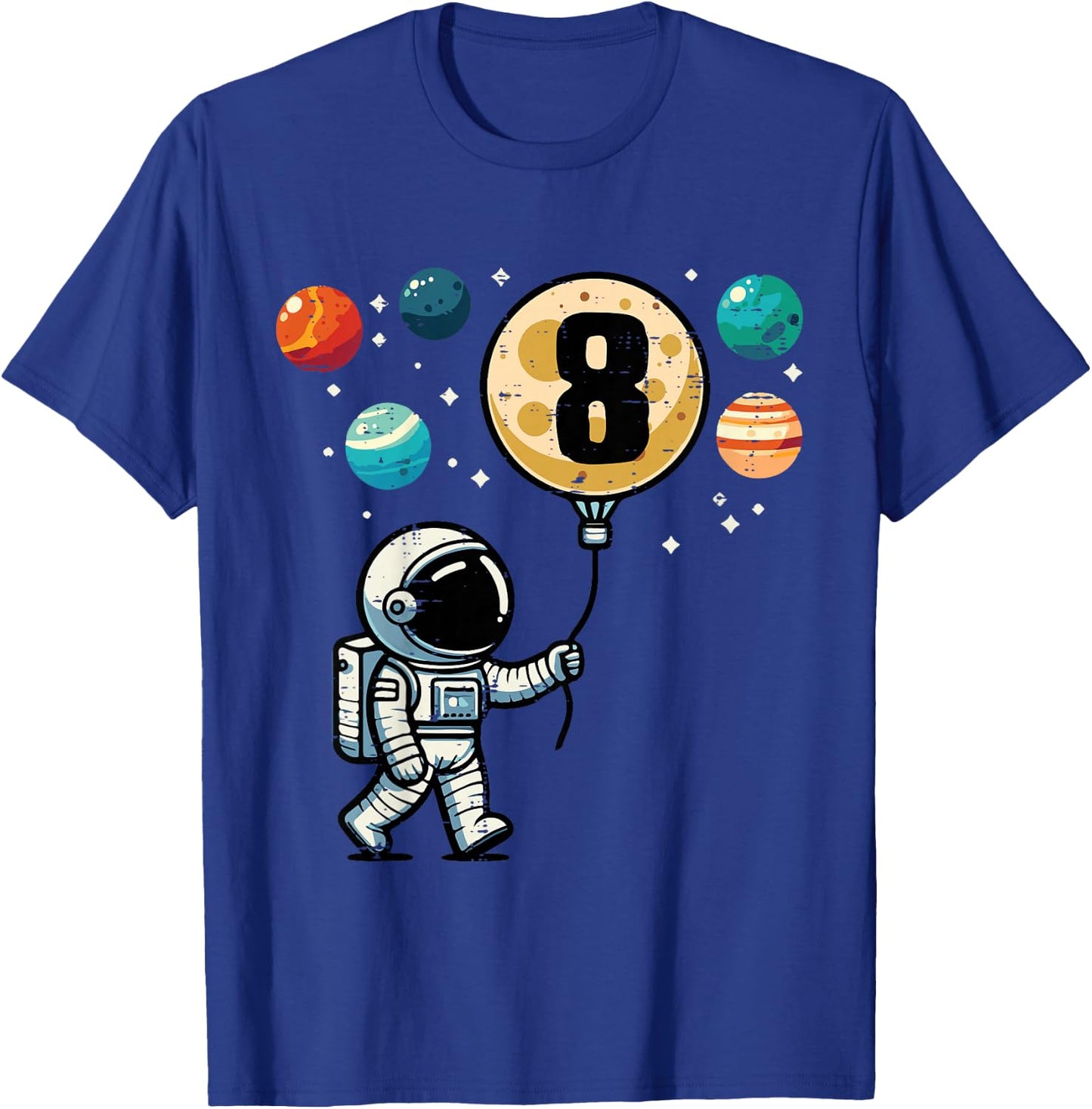 Kids 8th Birthday Astronaut Planets 8 Year Old Bday Boys Kids T-Shirt - T-Shirt | Royal