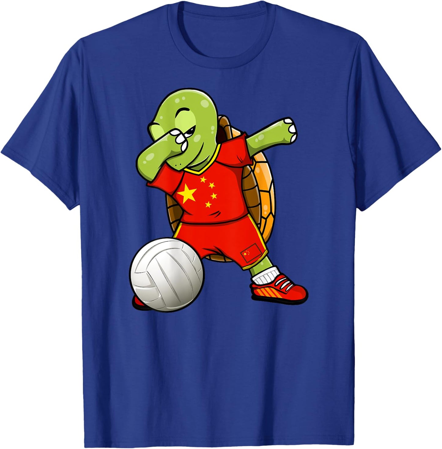 Dabbing Turtle China Volleyball Fans Jersey Chinese Flag T-Shirt - T-Shirt | Royal