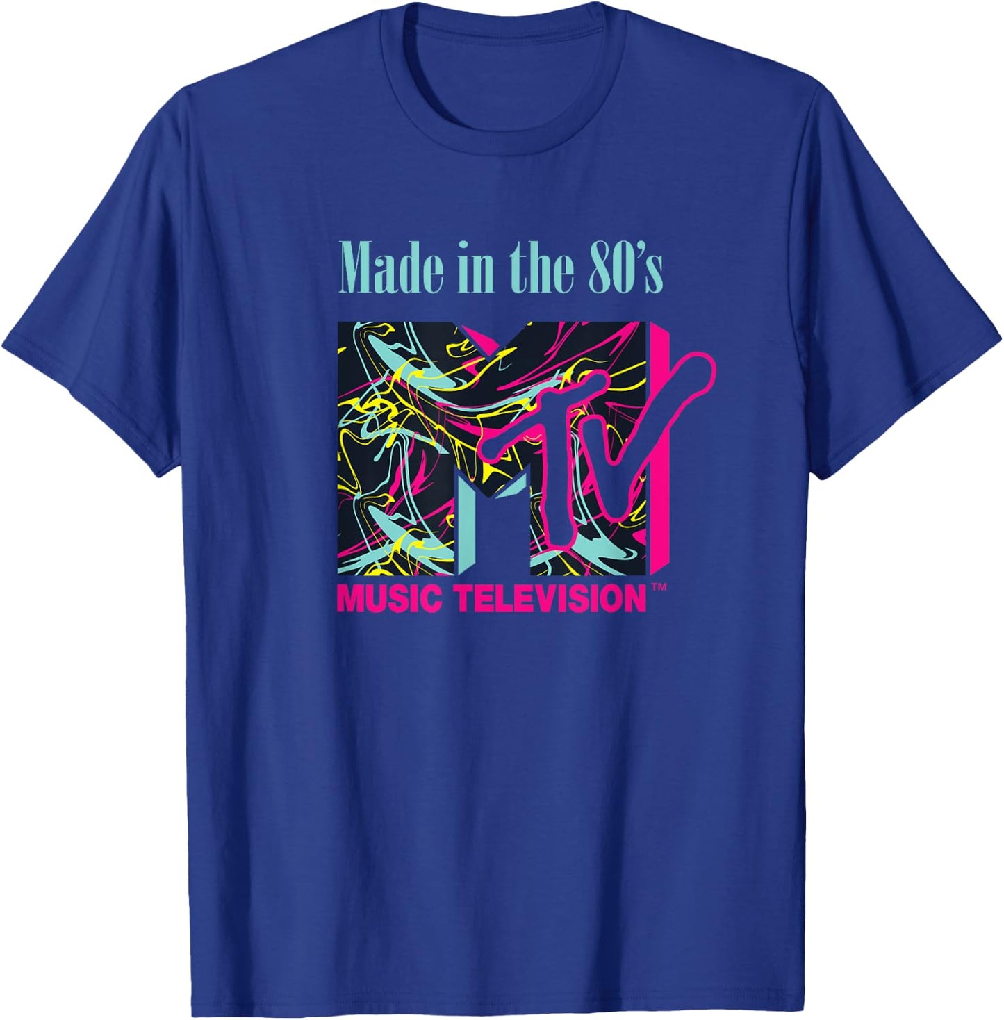 Mademark x MTV - The Official MTV Logo with Abstract Funky New Wave Lines T-Shirt - T-Shirt | Royal