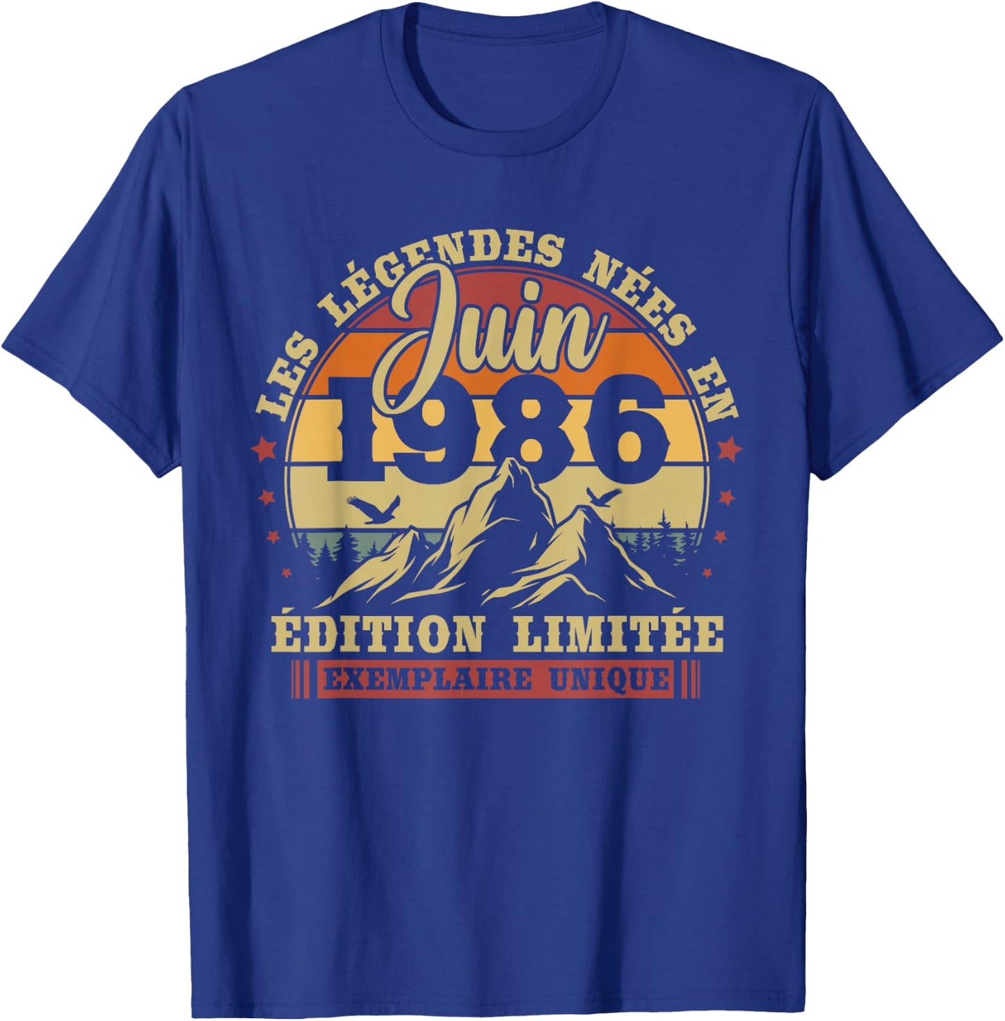 Vintage June 1986 Retro Birthday 40 Years Men Women T-Shirt - T-Shirt | Royal