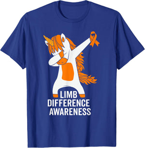 Limb Difference Awareness Month Unicorn Amputee Awareness T-Shirt - T-Shirt | Royal