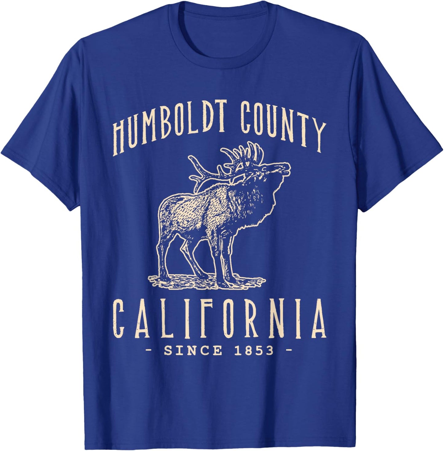 Humboldt County, California. Elk Vintage Design T-Shirt - T-Shirt | Royal