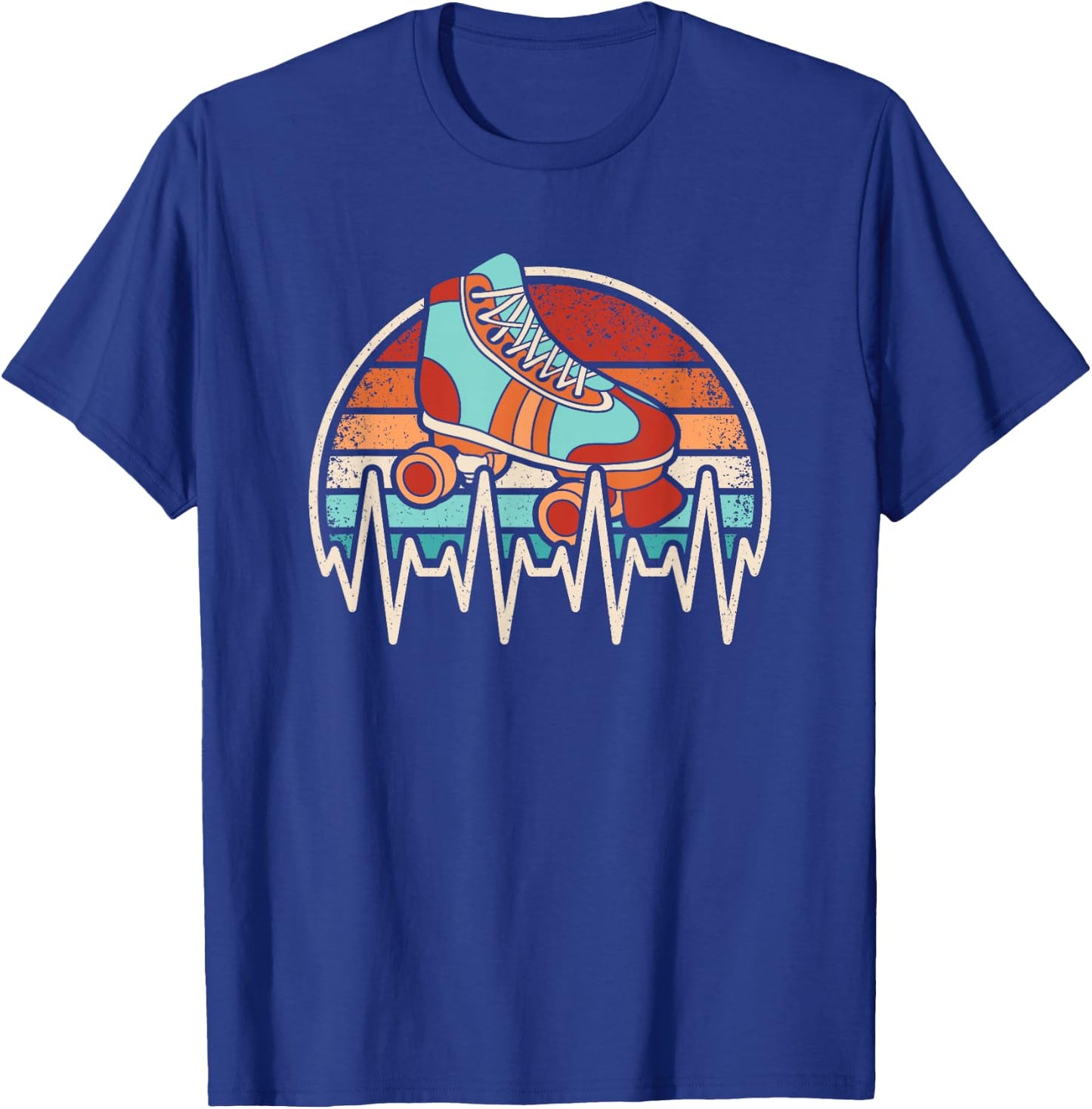 Roller Skate Heartbeat Roller Skating Lover Retro Men Women T-Shirt - T-Shirt | Royal