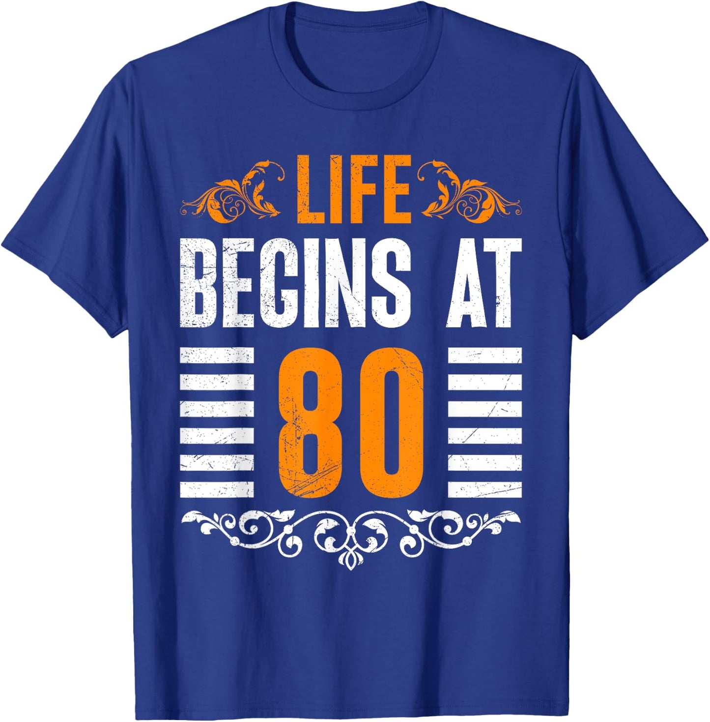 80 Years LIFE BEGINS AT 80 Funny Birthday Party 80 Years T-Shirt - T-Shirt | Royal