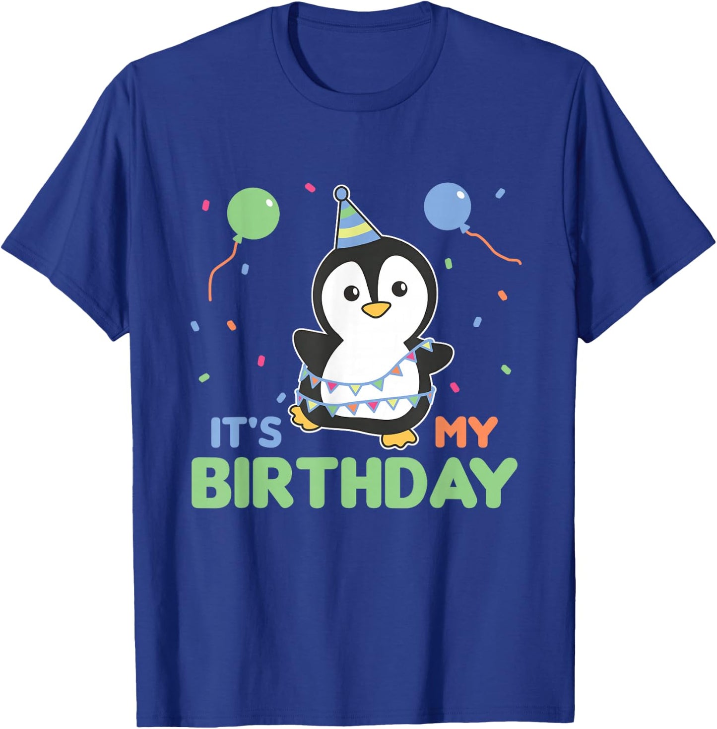 Children's Birthday Penguin It's My Birthday T-Shirt - T-Shirt | Royal