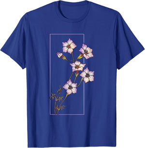 Floral Flower Bird's Eyes Gilia Tricolor Wildflower T-Shirt - T-Shirt | Royal