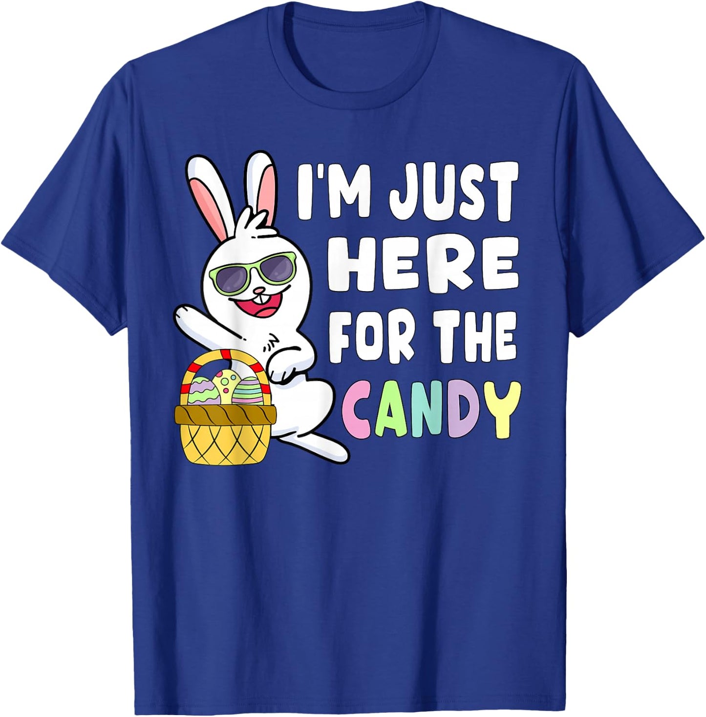 Funny Easter Bunny I'm Just Here for Easter Candy Kids Boys Small T-Shirt - T-Shirt | Royal