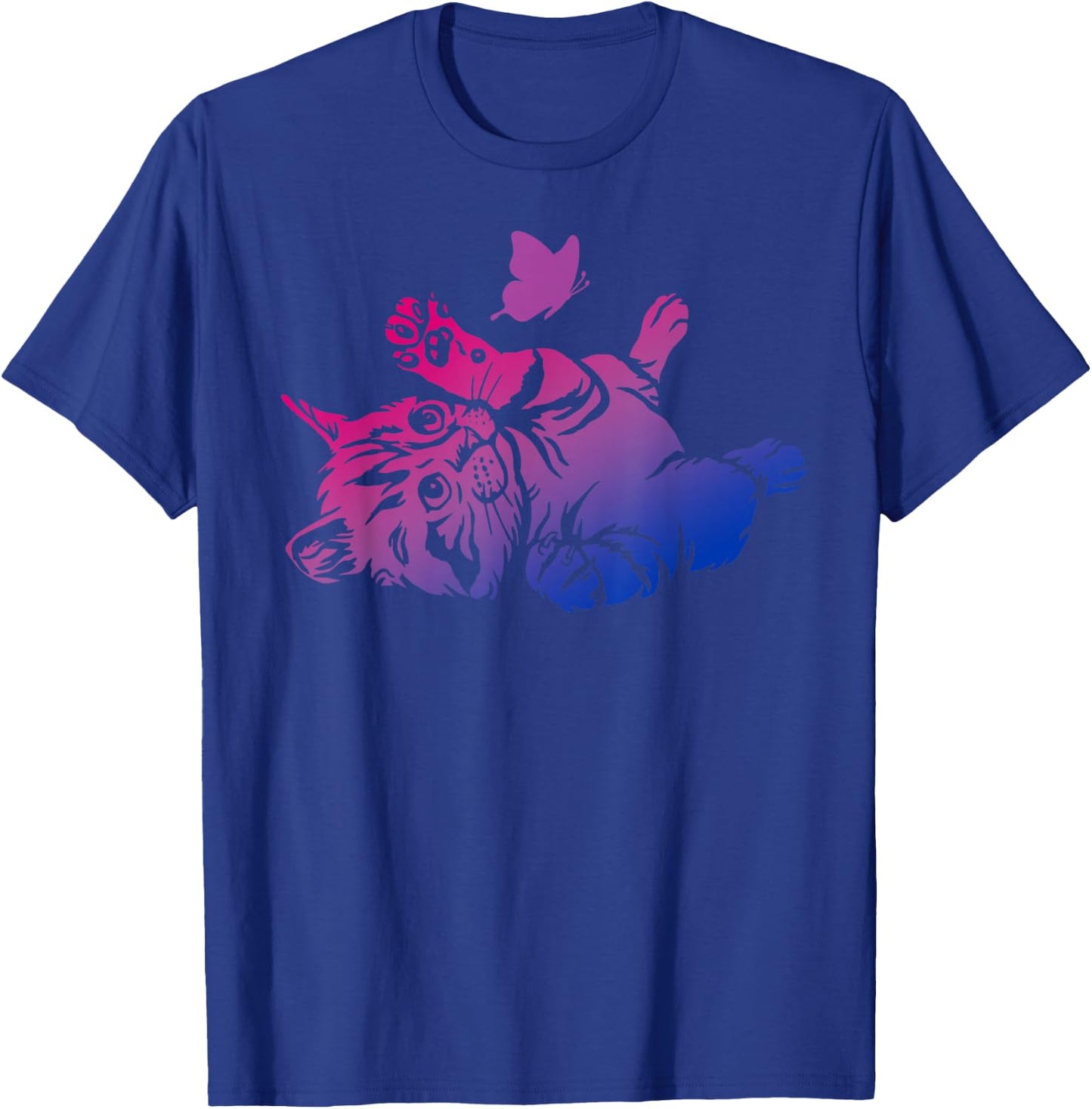 Bisexual Playful Kitten Butterfly Bi Pride Colors T-Shirt - T-Shirt | Royal