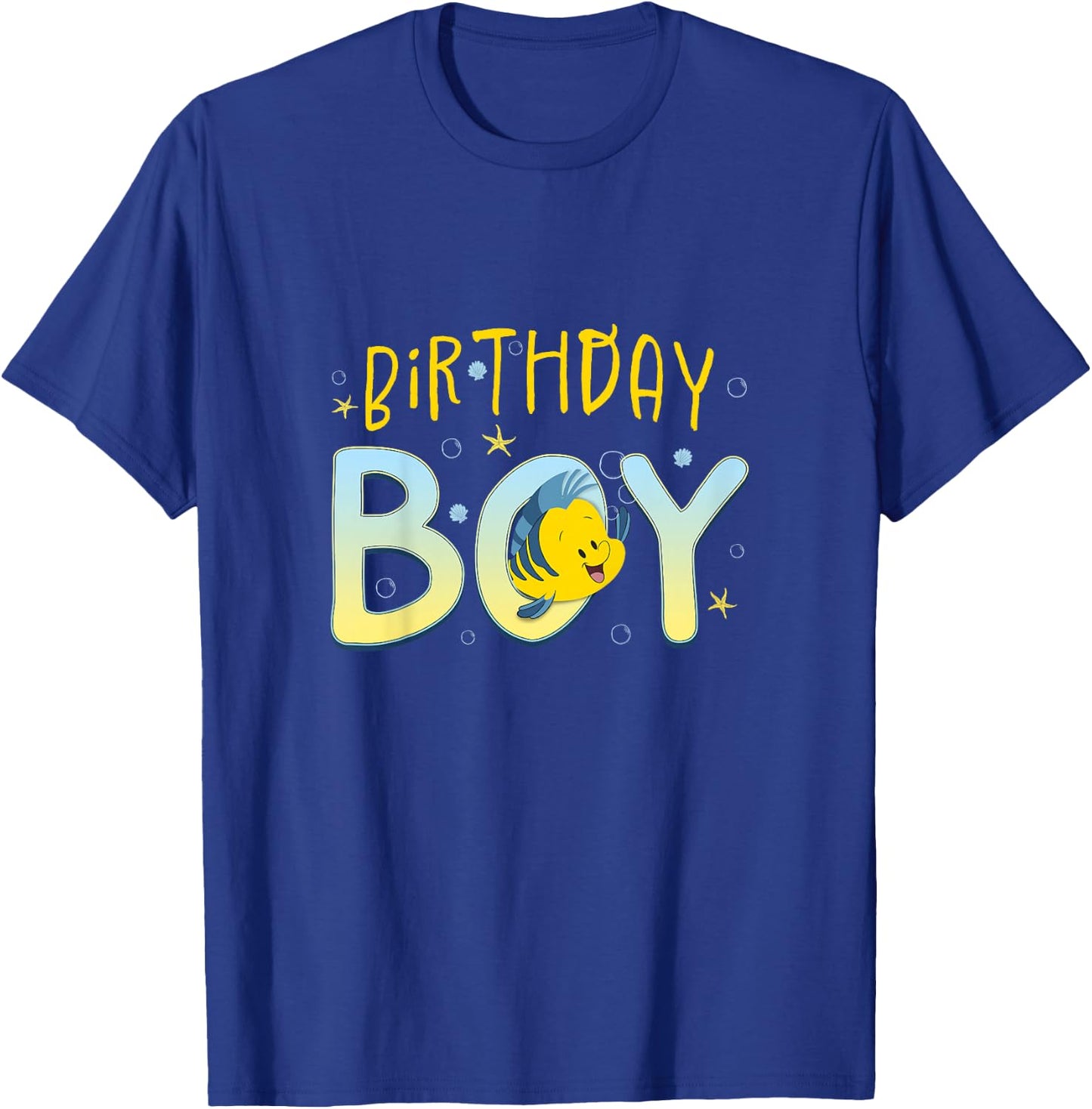 Kids Disney The Little Mermaid Birthday Boy Cute Flounder Youth T-Shirt - T-Shirt | Royal