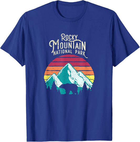Retro Rocky Mountain National Park Colorado Bear T-Shirt - T-Shirt | Royal