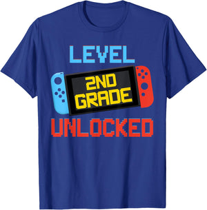 Level 2nd Grade Unlocked Back To School First Day Boy Kids T-Shirt - T-Shirt | Royal