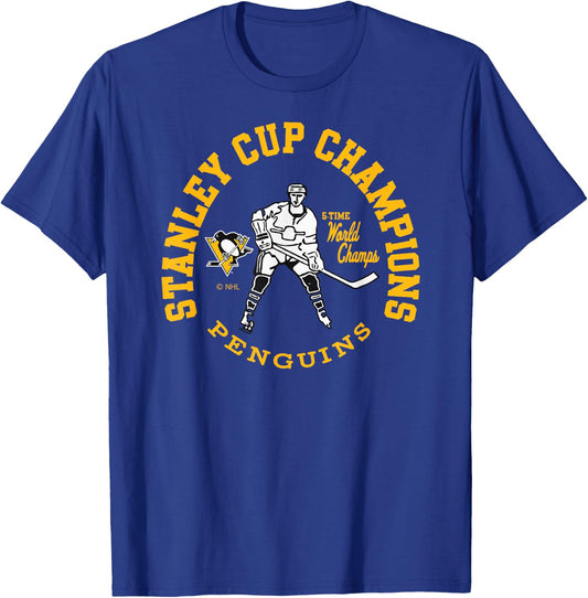 Pittsburgh Penguins Stanley Cup Champions 5-Time T-Shirt - T-Shirt | Royal