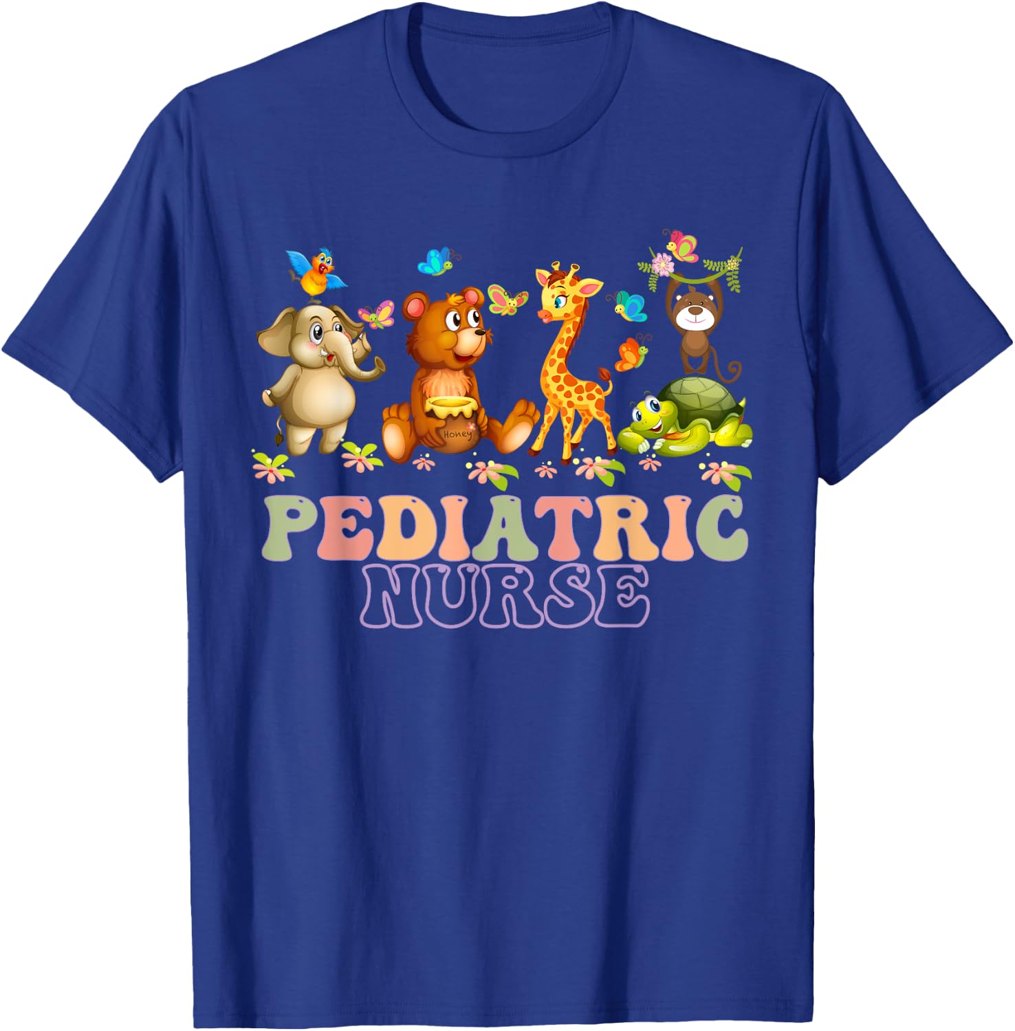 Pediatric Nurse Safari Baby Animals Nurse Appreciation Week T-Shirt - T-Shirt | Royal