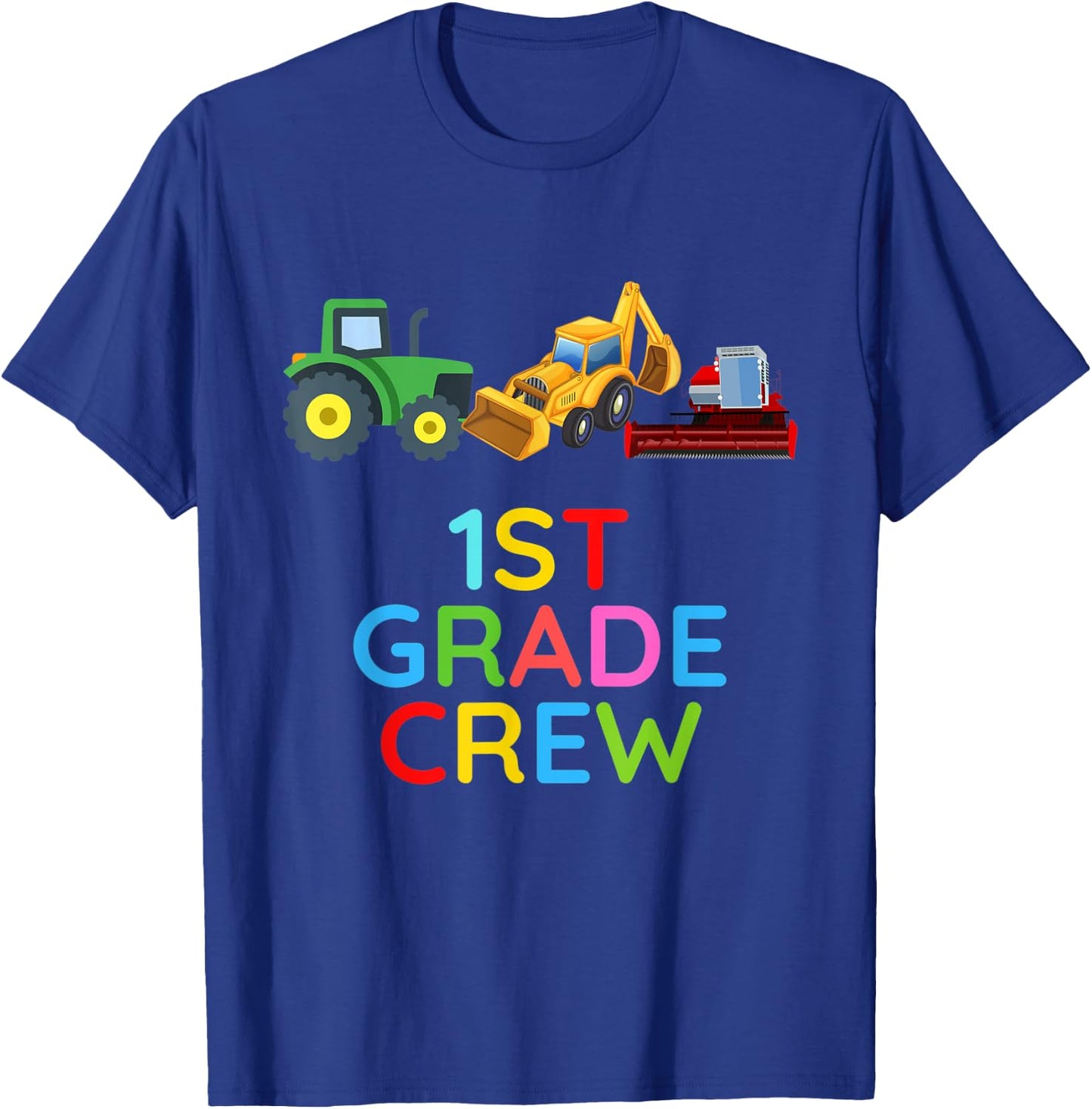 First Grade Crew Tractors 1st Grade Farm Fan First Day T-Shirt - T-Shirt | Royal
