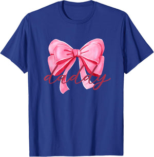 Daddy Pink Bow Birthday Baby Shower Family Pink Ribbon T-Shirt - T-Shirt | Royal