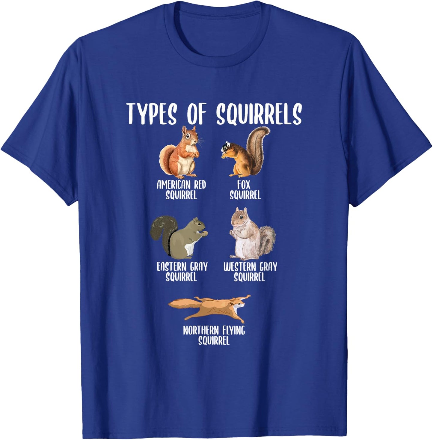 Types of Squirrels Identification Chart Educational Squirrel T-Shirt - T-Shirt | Royal