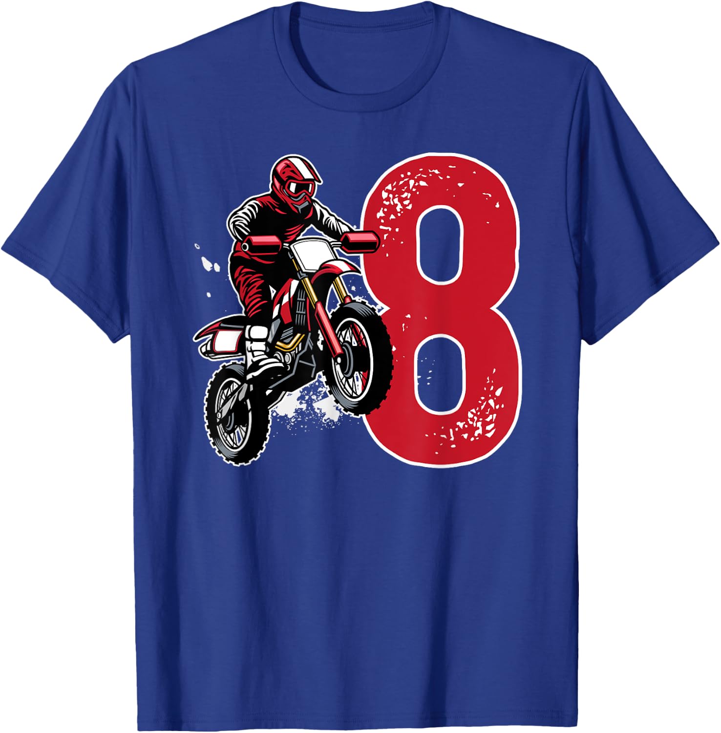 8th Birthday Party Dirt Bike Boy 8 Year Old Dirt Biker T-Shirt - T-Shirt | Royal