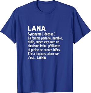 Woman Humor Personalized Gift Name Lana Definition , Black, Female X-Small T-Shirt - T-Shirt | Royal