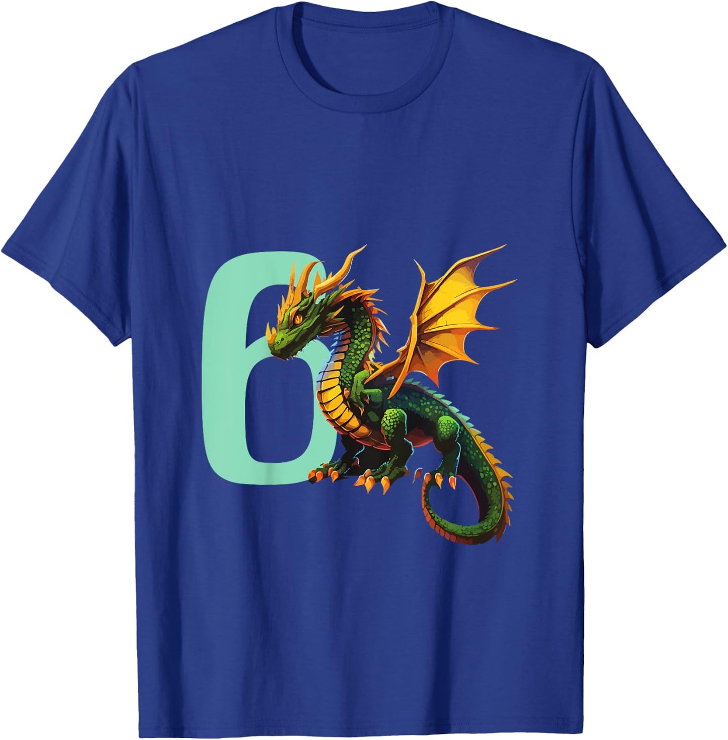 Kids Children's Birthday Dragon 5 Years Boy Dragon Number Age T-Shirt - T-Shirt | Royal