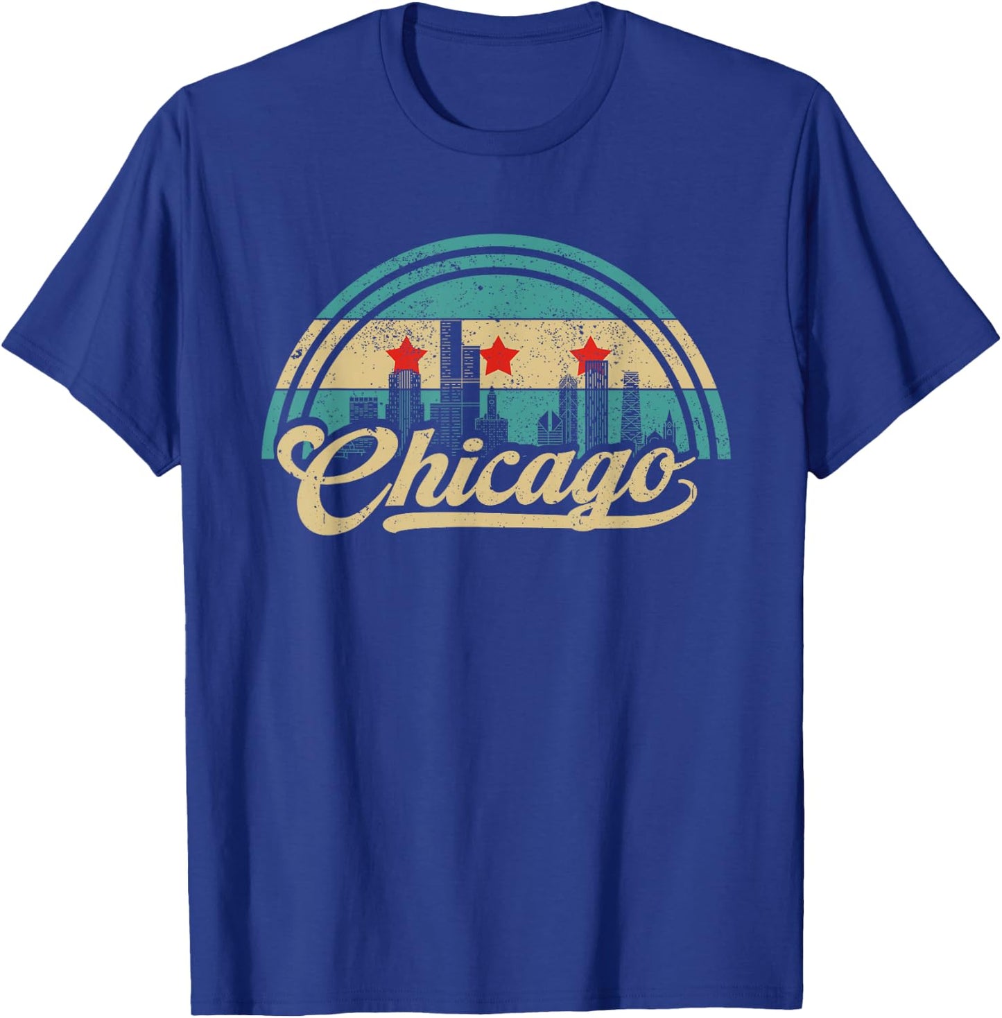 Chicago Flag Skyline Vintage USA Chicago Flag Illinois USA T-Shirt - T-Shirt | Royal