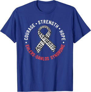 Courage Strength Hope Ehlers-Danlos Syndrome EDS Zebra T-Shirt - T-Shirt | Royal