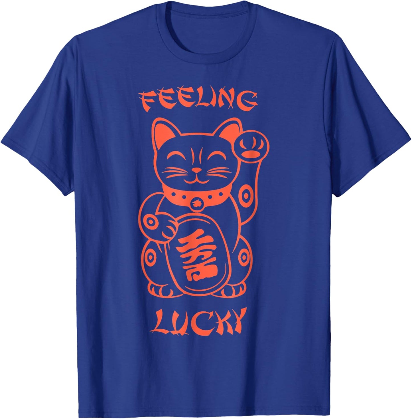 Feeling Lucky Chinese Lucky Cat Orange T-Shirt - T-Shirt | Royal