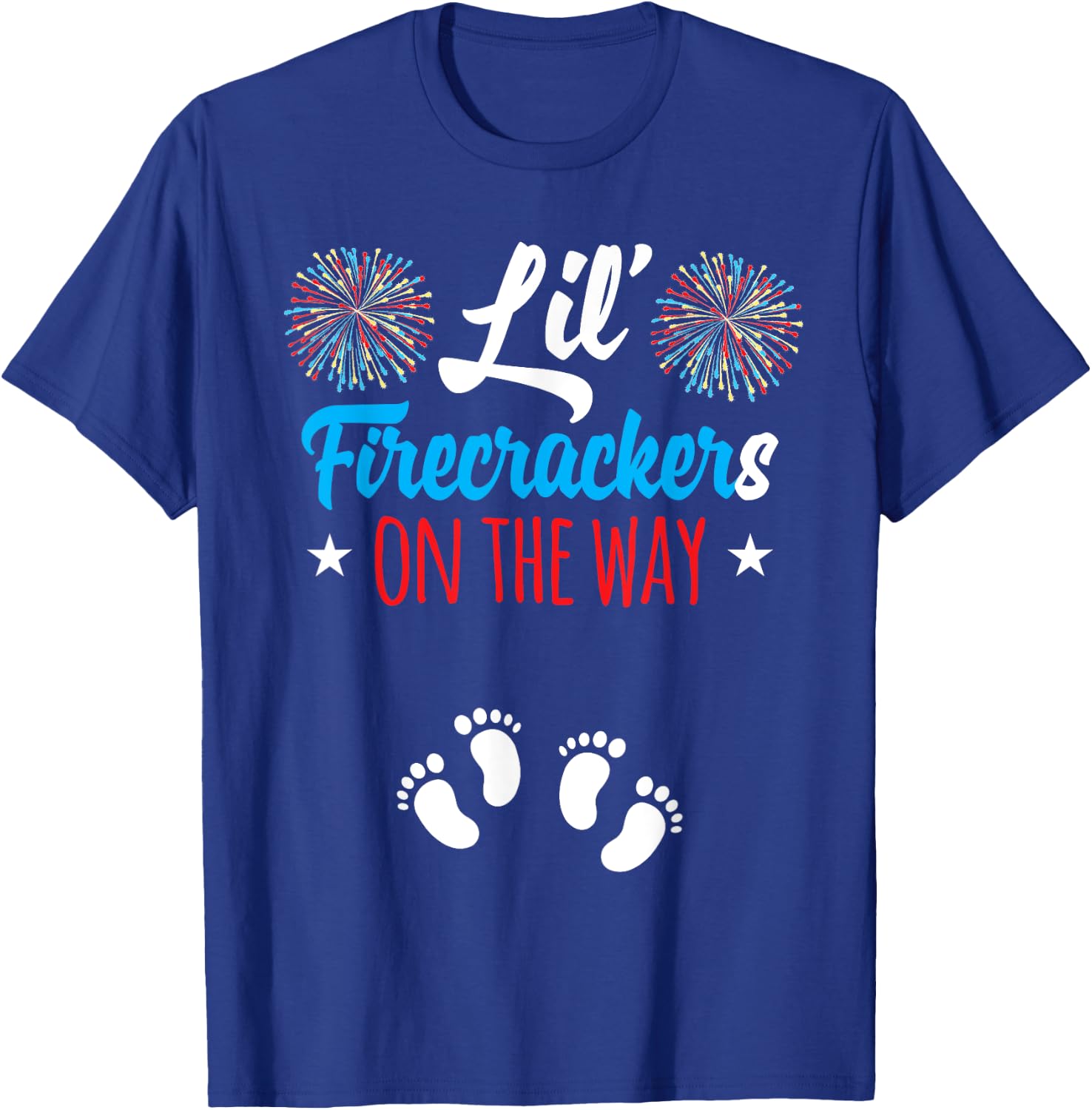 Mom of Twins Pregnancy Announcement 4th of July Pregnancy T-Shirt - T-Shirt | Royal