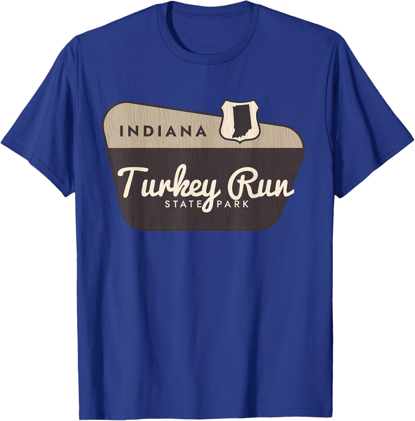 Turkey Run State Park Indiana Welcome Sign Souvenir T-Shirt - T-Shirt | Royal