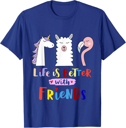 Das Leben besser mit mein Freunde - Llama Unicorn Flamingo