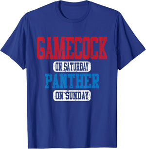 Gamecock On Saturday Panther On Sunday Motivational Vintage T-Shirt - T-Shirt | Royal