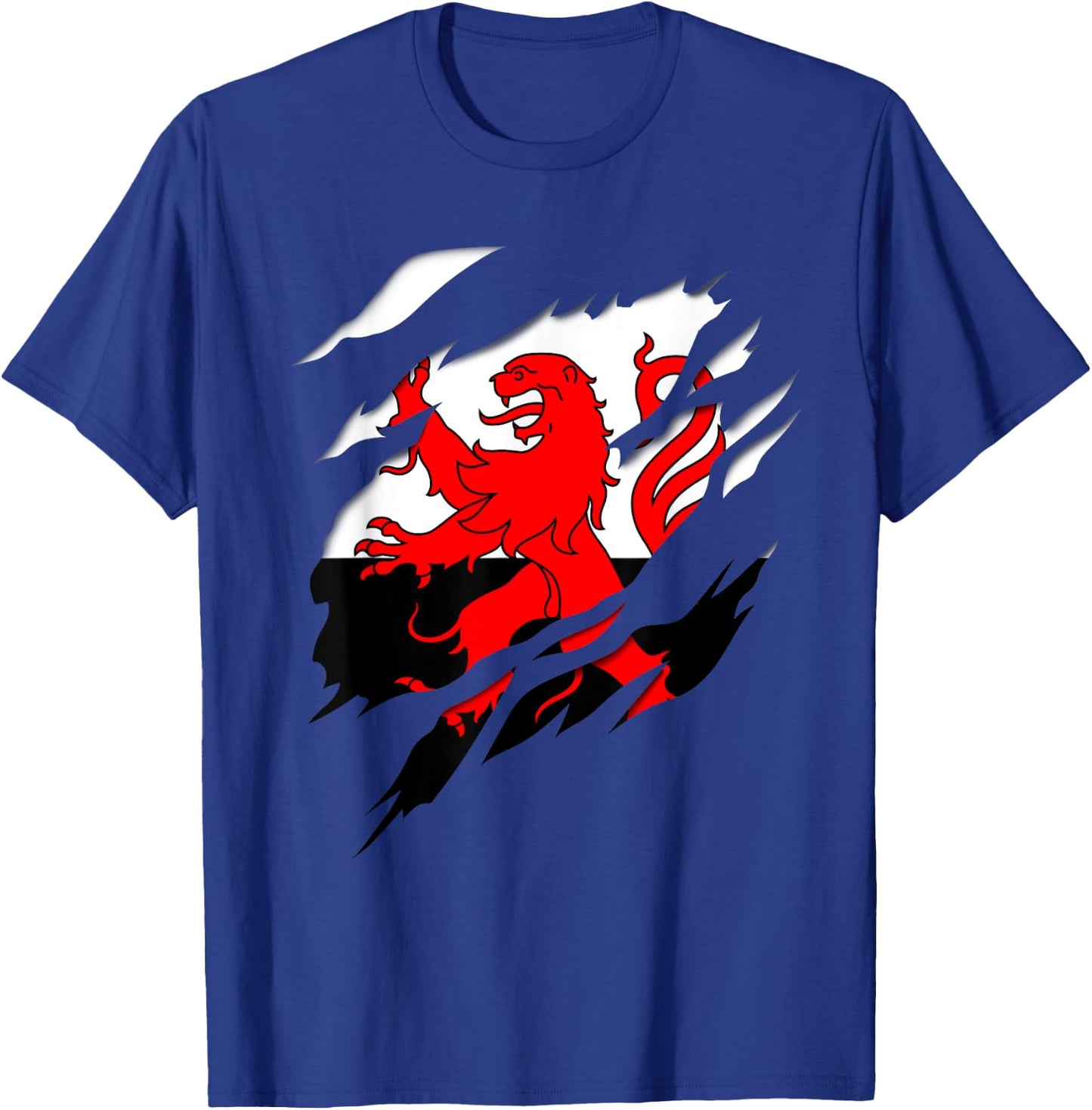 Flag Poitou Crest Torn 3D Effect France , Black, S T-Shirt - T-Shirt | Royal