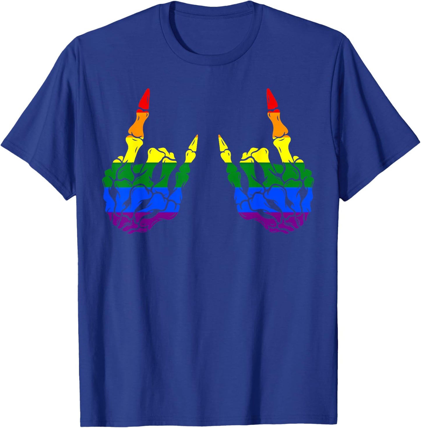 Skeleton Rock Hand LGBT-Q Cool Rainbow Flag Gay Pride Ally T-Shirt - T-Shirt | Royal