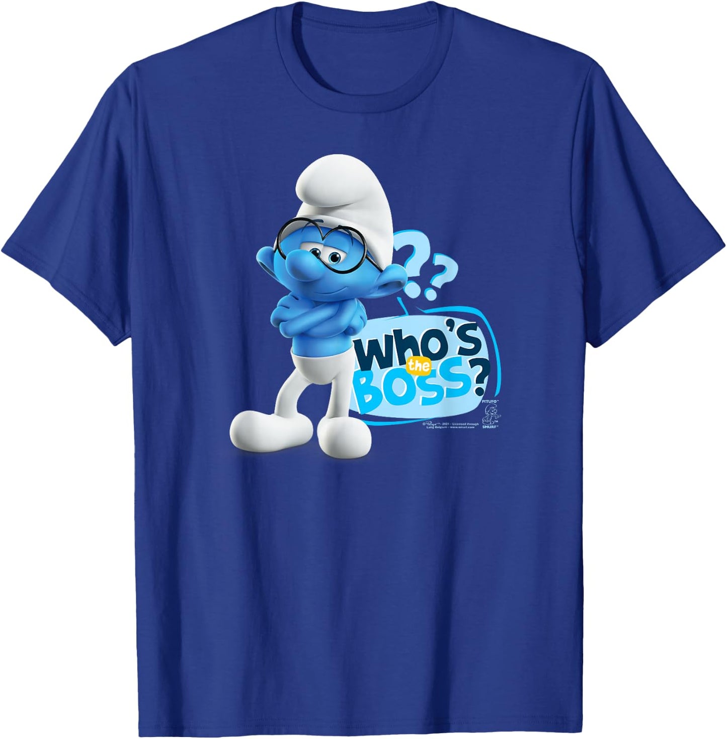 The Smurfs Brainy Who's The Boss? T-Shirt - T-Shirt | Royal