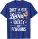 Just A Girl Who Loves Hockey And Penguins Gift Women T-Shirt - T-Shirt | Royal