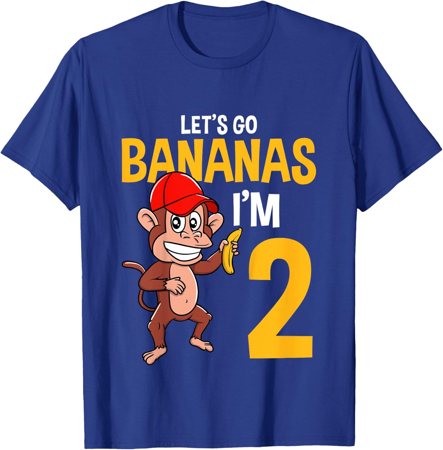 Lets Go Bananas 2nd Birthday Monkey 2 Year Old Boy Girl T-Shirt - T-Shirt | Royal