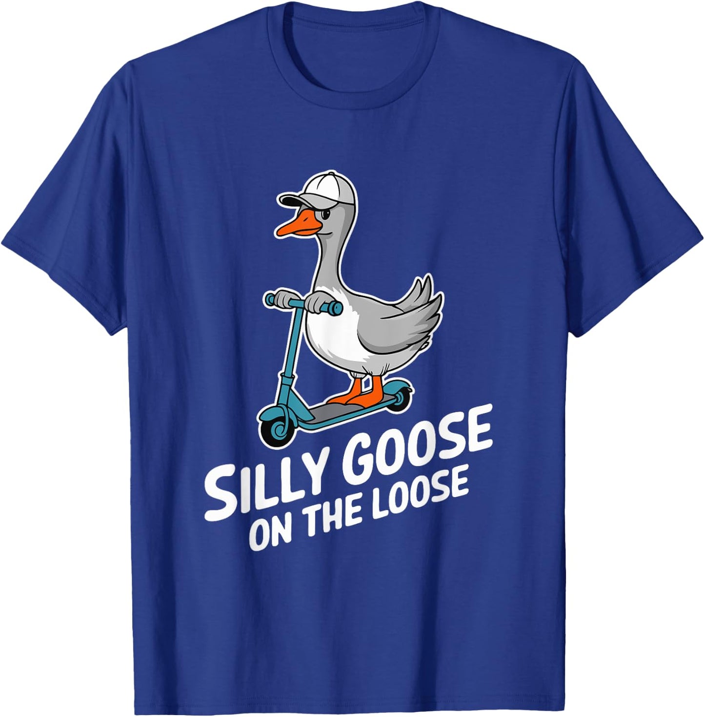 Funny Scooter Silly Goose on the loose Bird Animal Quirky T-Shirt - T-Shirt | Royal