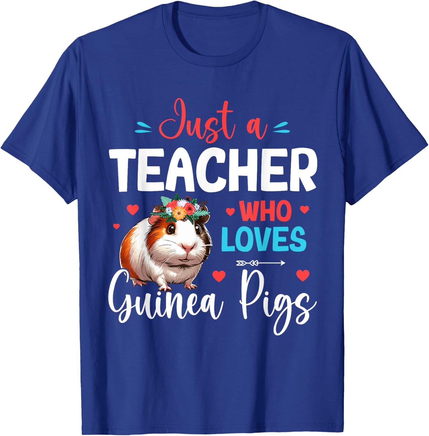 A Teacher Loves Guinea Pigs Costume Floral Cute Guinea Pig Men Women Kids T-Shirt - T-Shirt | Royal